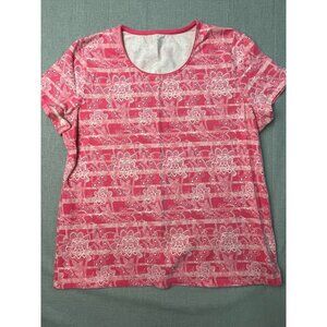 Kim Rogers Women's Pink Floral Petite PXL Short Sleeve Shirt USED